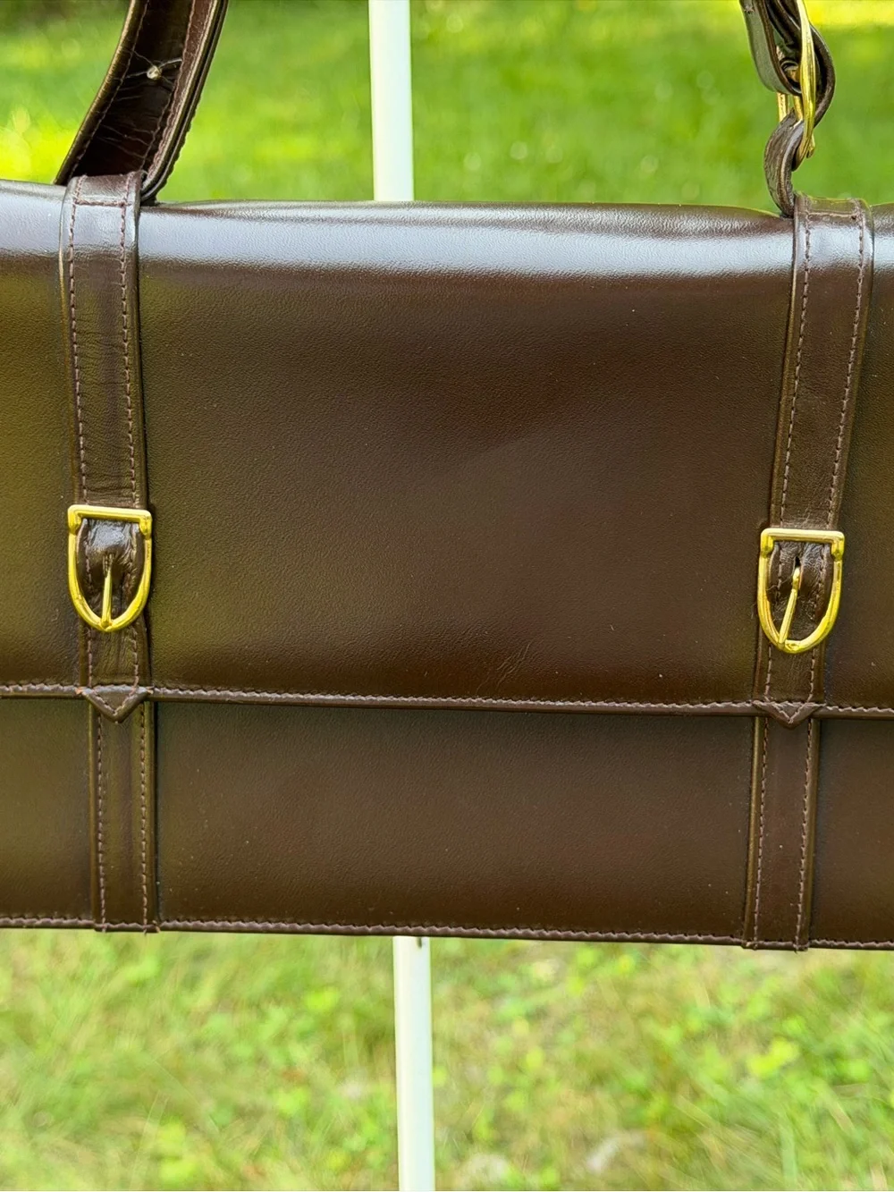 Vintage English Leather Shoulder Bag Brown Made in England Classic 60s 70s